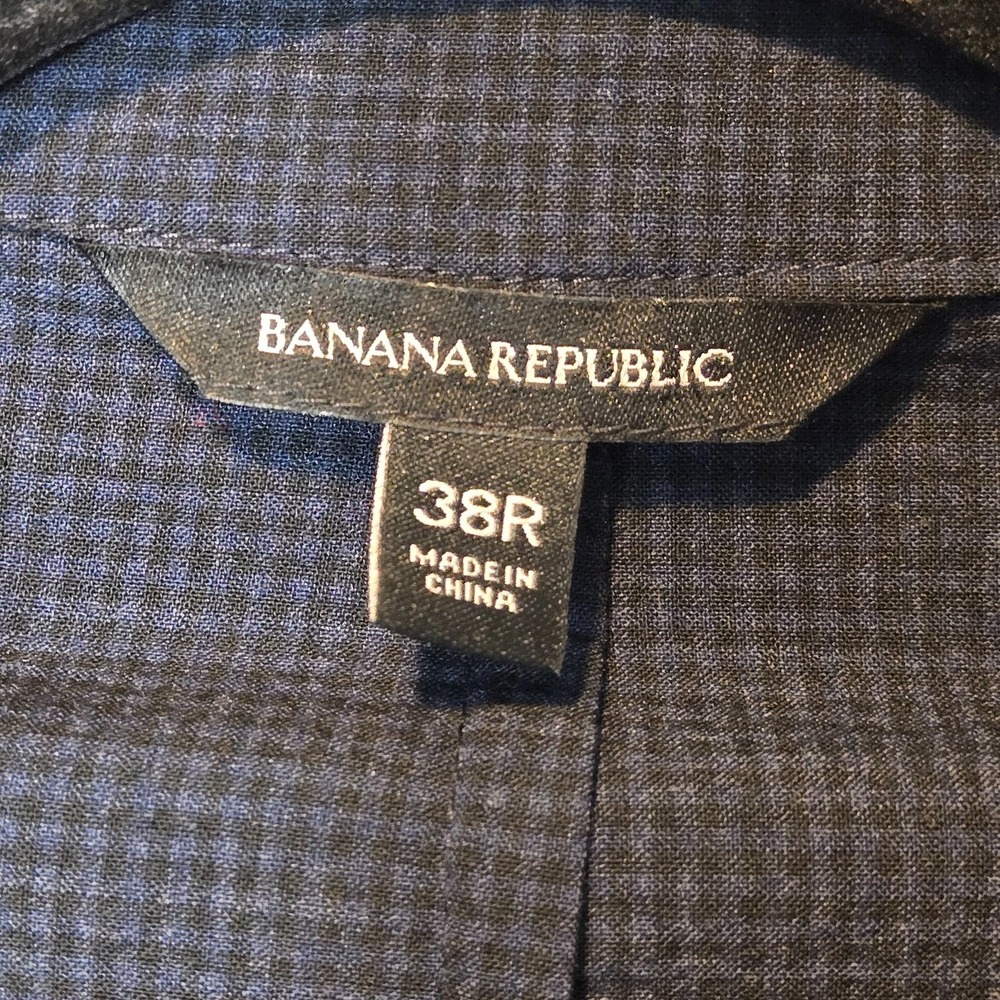 Banana Republic Blazer Mens 38R Blue Slim Fit Performance Wool Seersucker Check - Picture 3 of 12